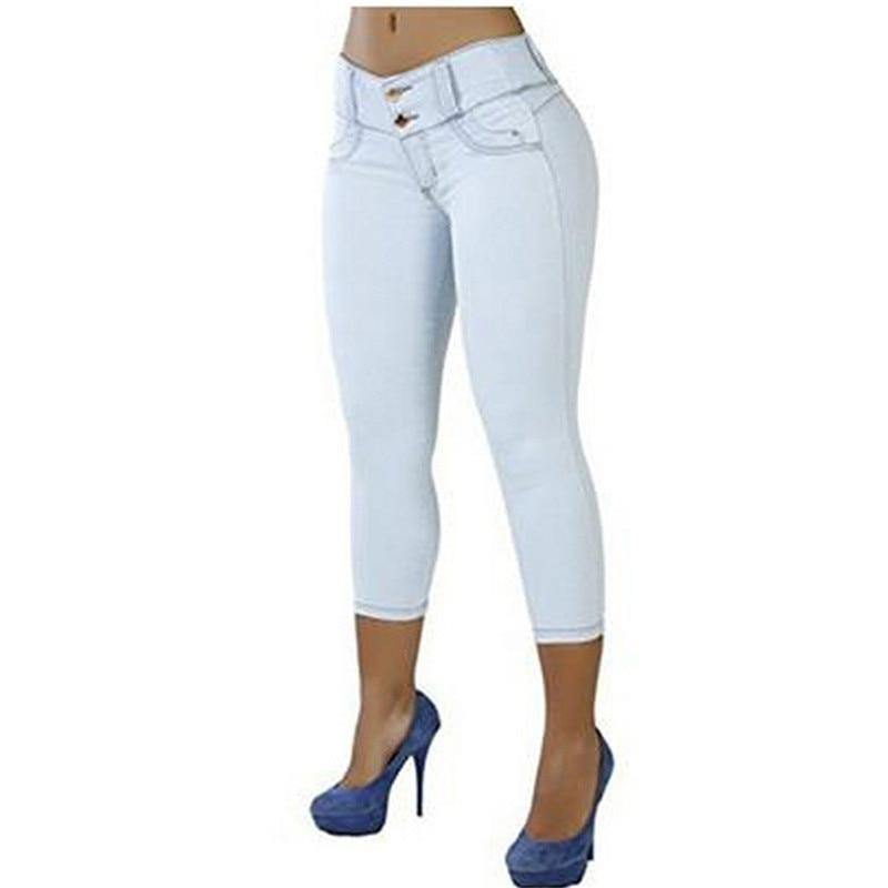 Flexible Stretch Print Denim Jeans White 2