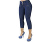 Flexible Stretch Print Denim Jeans Deep Blue 2