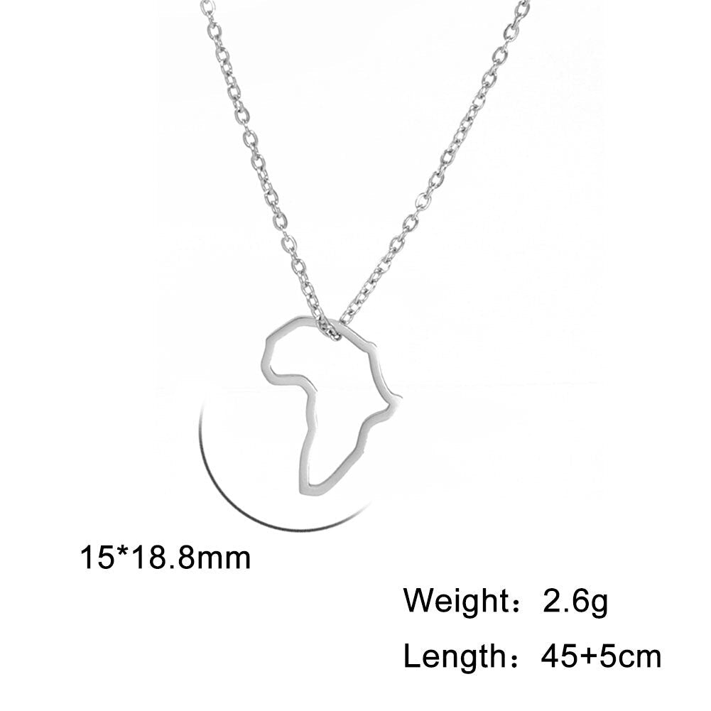 Cazador Silver Country Map Necklace Style B-Steel Color 45-50 cm
