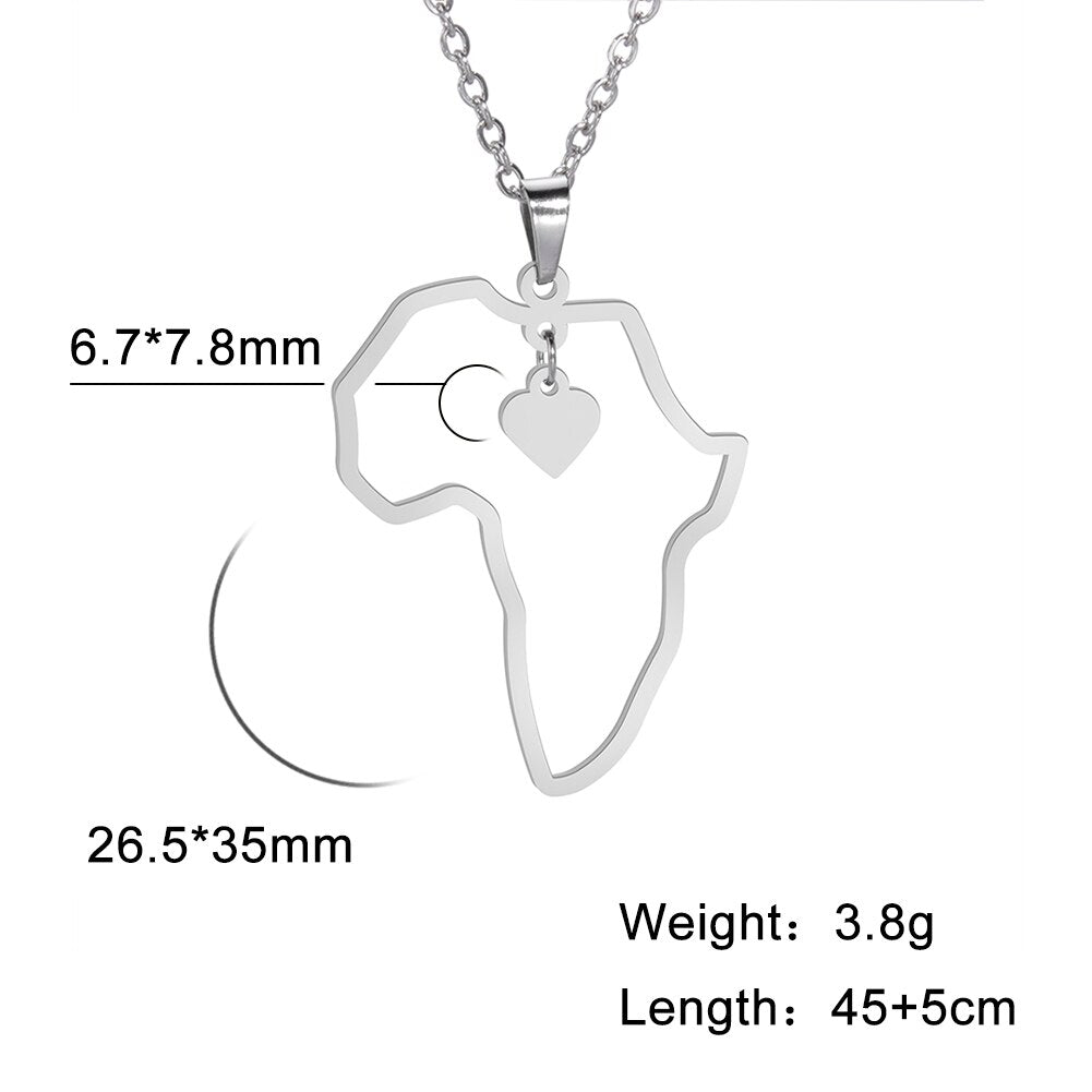 Cazador Silver Country Map Necklace Style A-Steel Color 45-50 cm