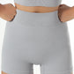 Chrleisure Screw Thread Sport Set Long Sleeve Crop Top Tracksuit Grey-shorts