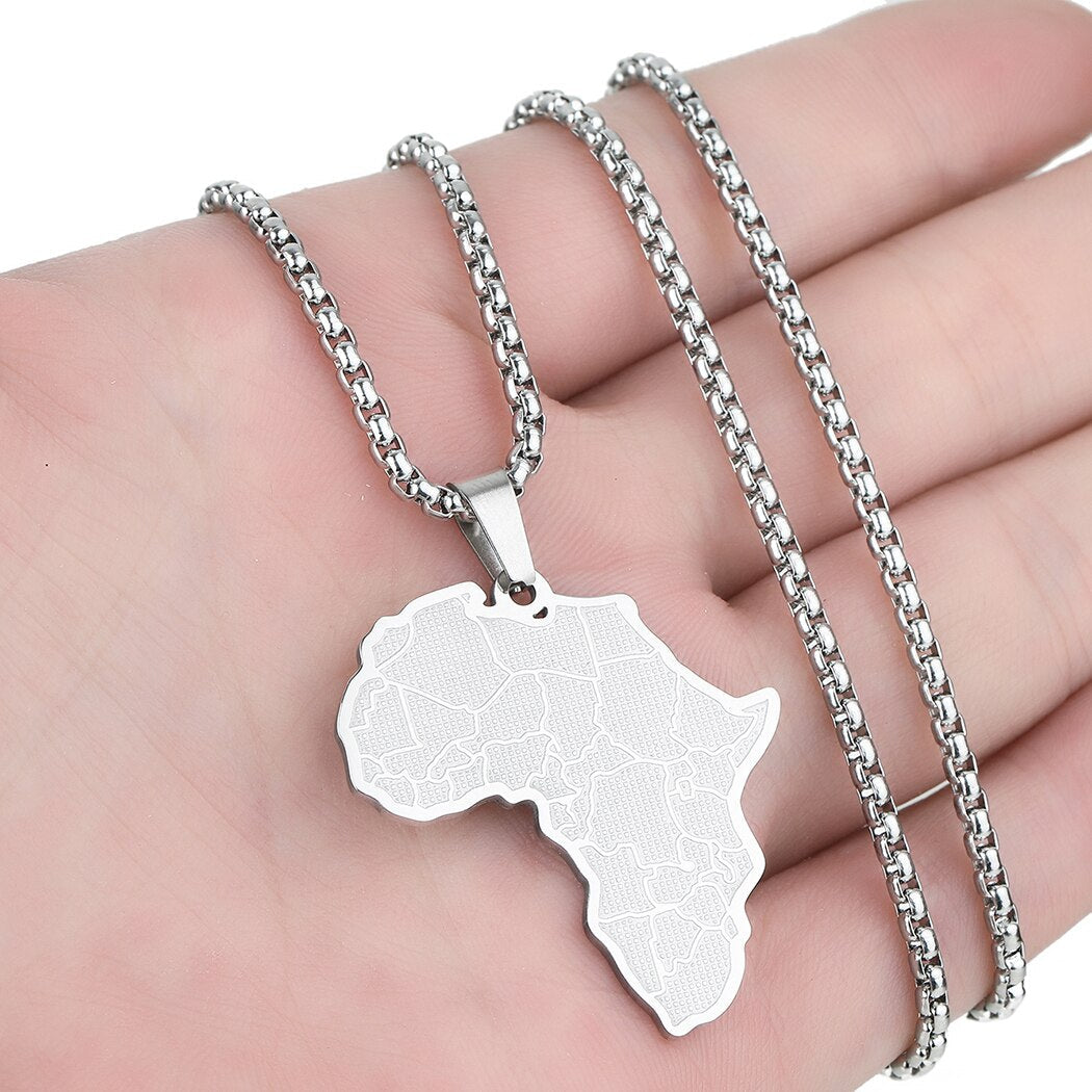 Creative Africa Map African Stainless Steel Necklace