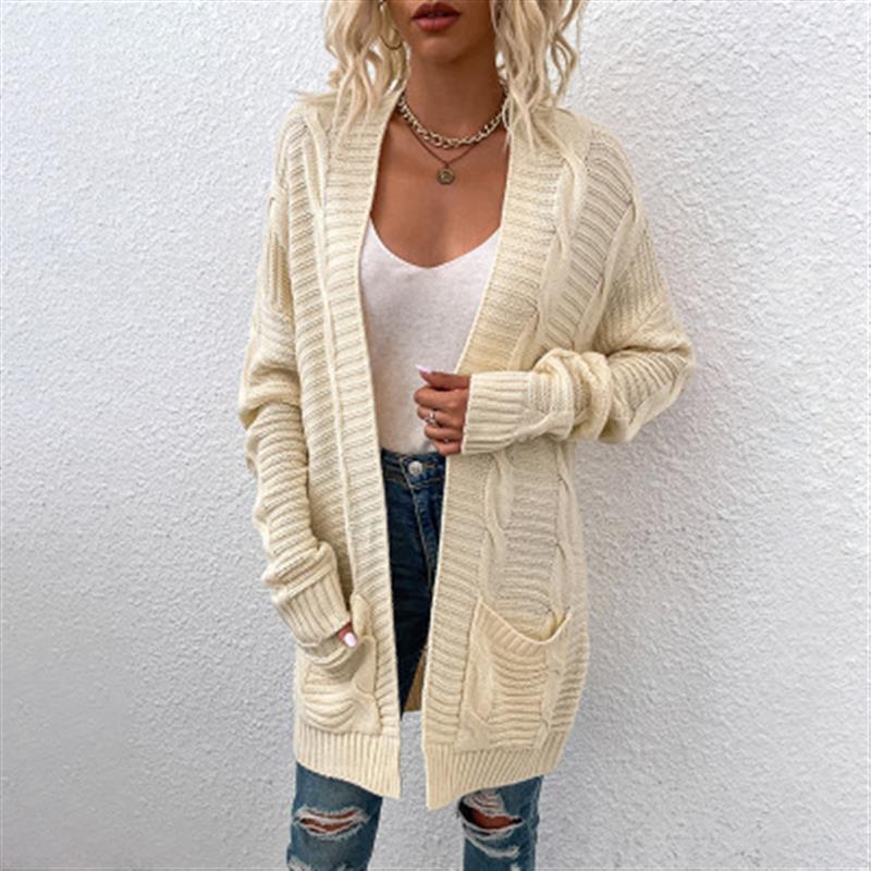 Cross Border Twisted Cardigan Mid Length Sweater White