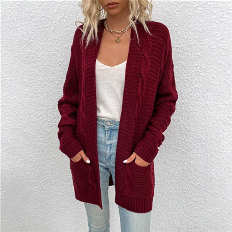 Cross Border Twisted Cardigan Mid Length Sweater