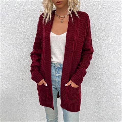 Cross Border Twisted Cardigan Mid Length Sweater