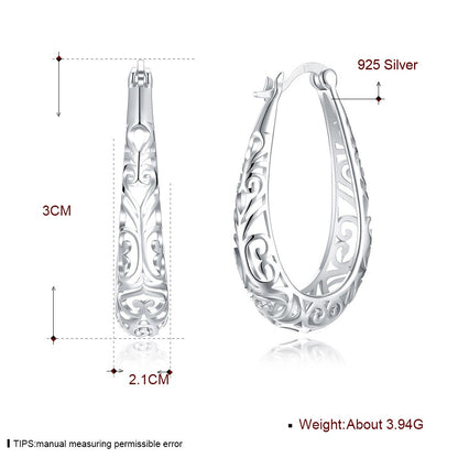 S925 Earring Antique Hollow out Sterling Silver Earring Jewelry Platinum Plated PTEE019-C 925 Silver