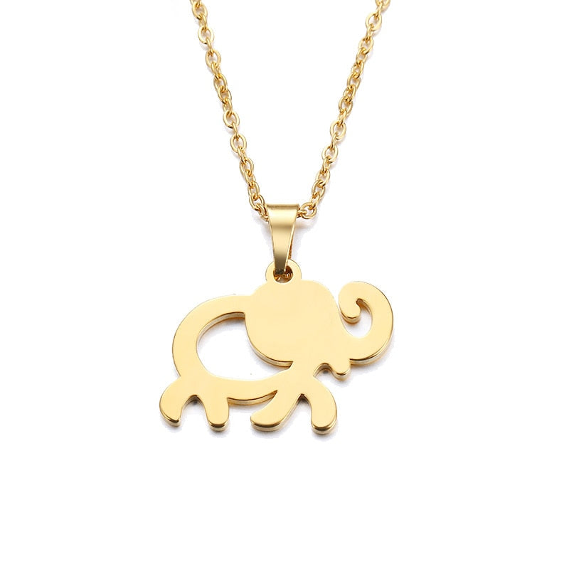 Dotifi Stainless Steel African Elephant Necklace Gold-color