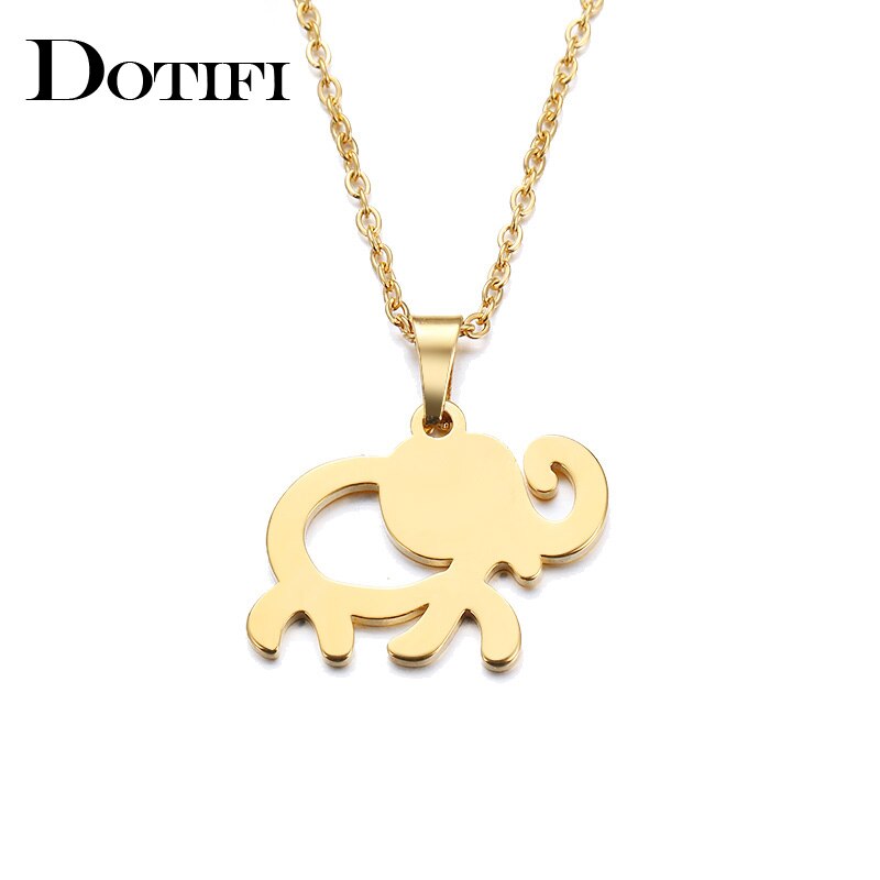 Dotifi Stainless Steel African Elephant Necklace