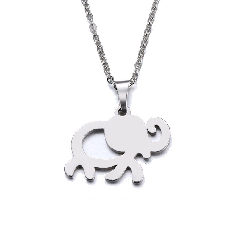 Dotifi Stainless Steel African Elephant Necklace Silver