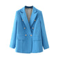 Double Breasted Suit Jacket Blue S