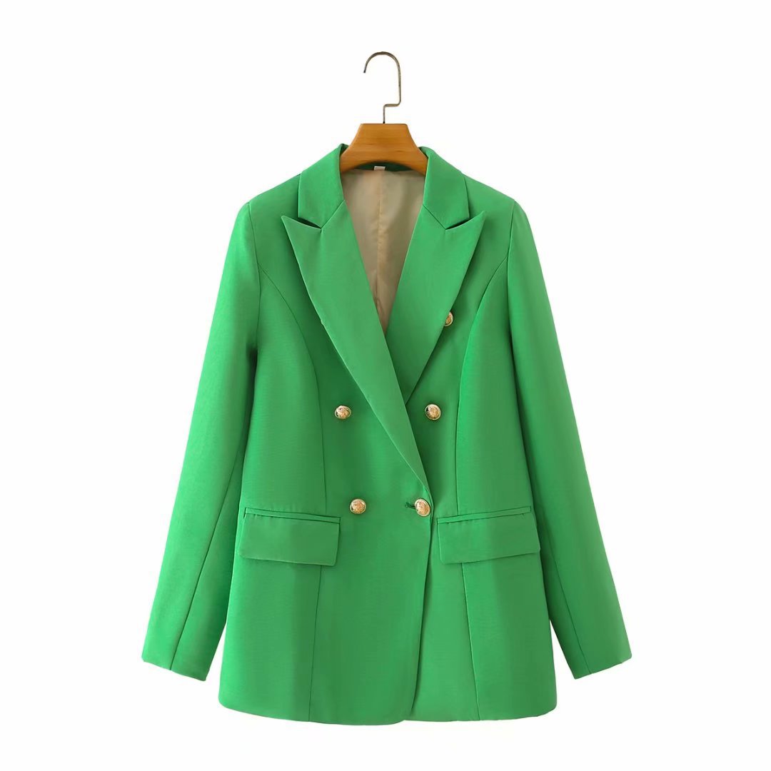 Double Breasted Suit Jacket Green
