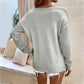 Drizzle Knitted Solid Color Hollow V Neck Sweater