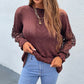 Drizzle Lace Stitching Knitted Pullover Sweater Coffee