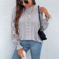 Drizzle Lace Stitching Knitted Pullover Sweater Grey S
