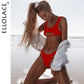 Ellolace Hollow Out High Cut Micro Swimwear Red