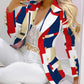 Fashion Casual Slim Cardigan Print Suit Jacket
