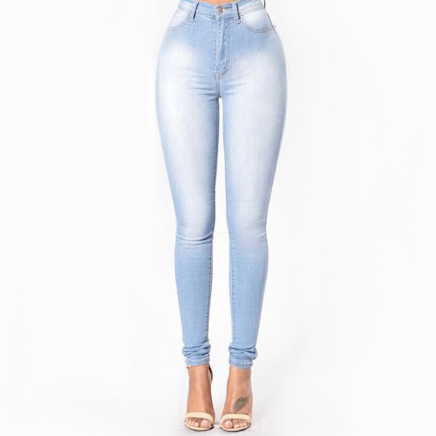 Fashion Denim High Waist Stretch Slim Jeans Dark blue 2xl