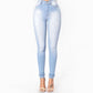 Fashion Denim High Waist Stretch Slim Jeans Light blue