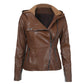 Fashion Hooded Long Sleeved Solid Color Leather Jacket Image color Xl