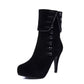 Fancy Collared Suede Zipped Up High Heel Boots