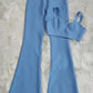 Foreign Sleeveless Top And High Waist Pants Outfit Light blue