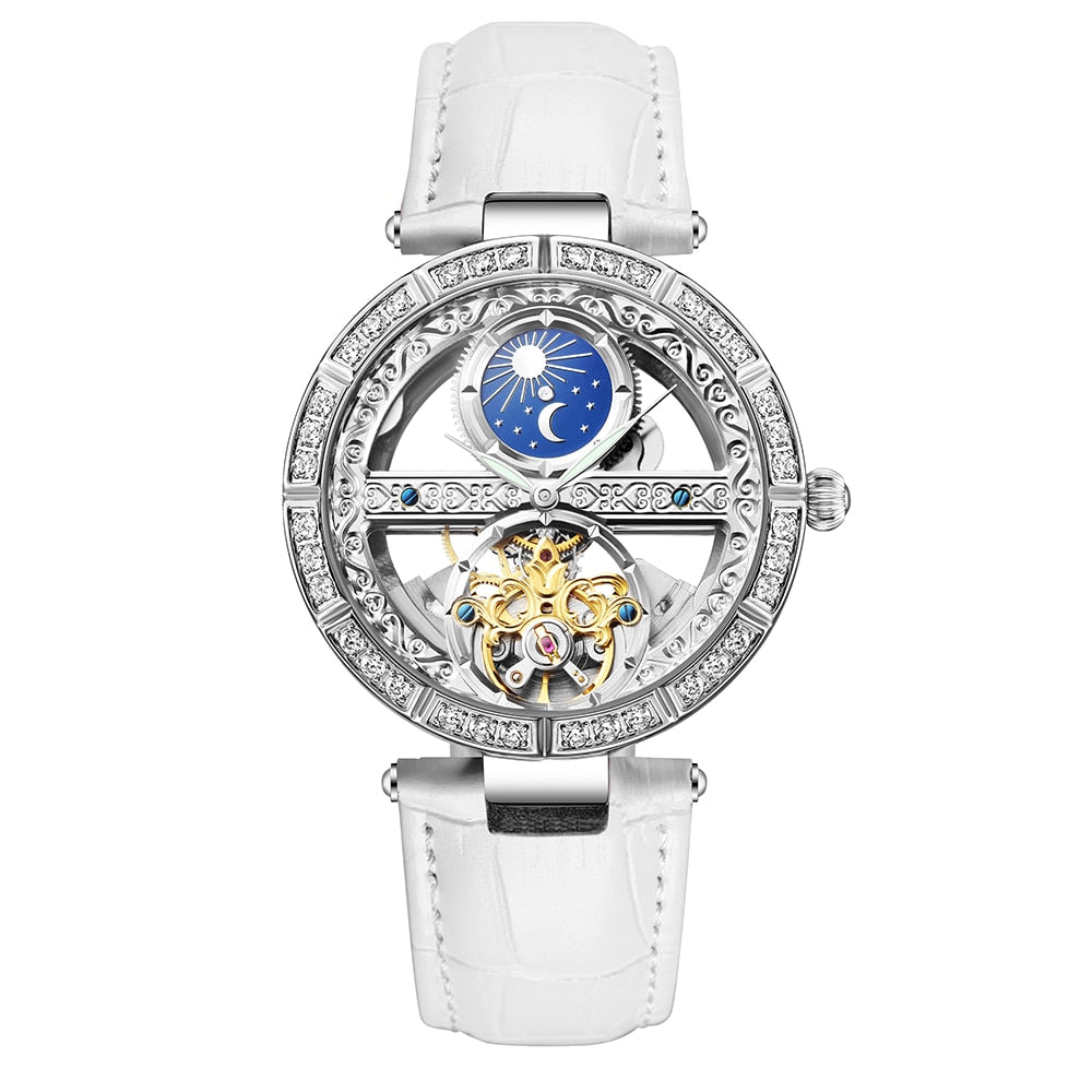 Woman Watch Ladies Clock Luxury Fashion Female Mechanical Watches Wristwatches White