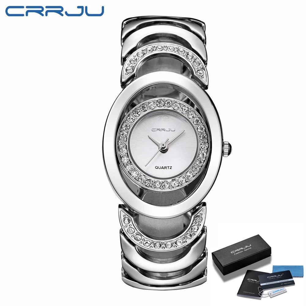 Gold Watch Women Luxury Brand bracelet Ladies Quartz-Watch Gifts For Girl Full Stainless Steel Rhinestone wristwatches whatch silver BOX