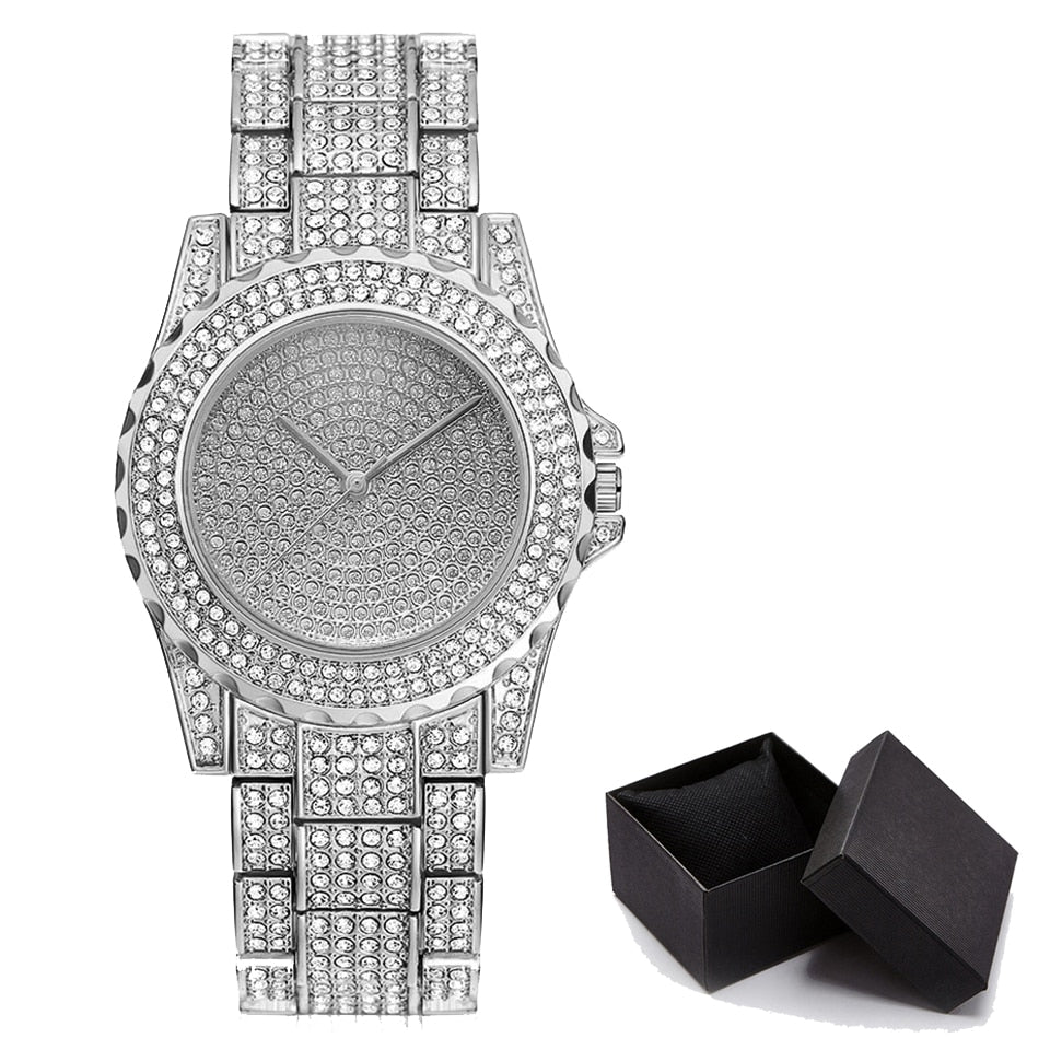 Luxury Iced Out Diamond Elegant Bling Watch Watch Add Box-6