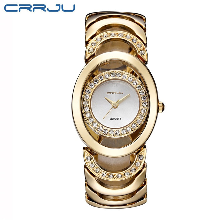 Gold Watch Women Luxury Brand bracelet Ladies Quartz-Watch Gifts For Girl Full Stainless Steel Rhinestone wristwatches whatch golden white