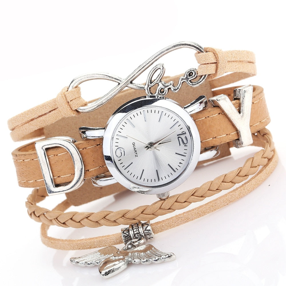 Duoya Brand Watches For Women Luxury Silver Heart Pendant Leather Belt Quartz Clock Ladies Wrist Watch 2019 Zegarek Damski