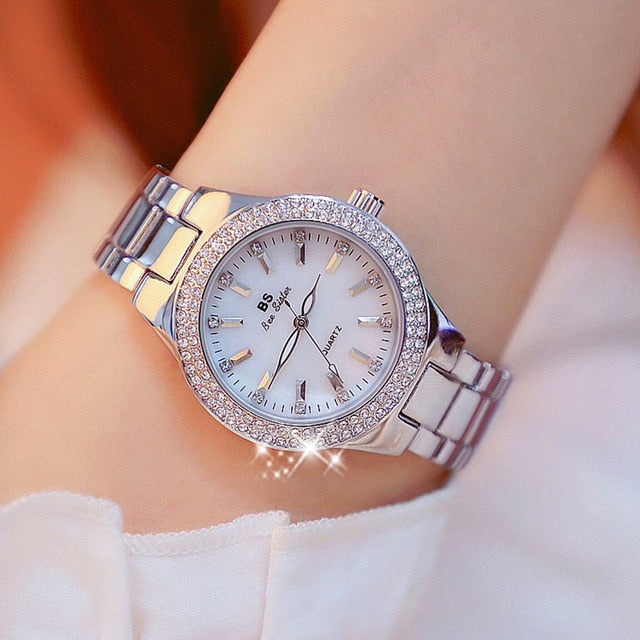 Women Crystal Diamond Watches silver