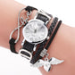 Duoya Brand Watches For Women Luxury Silver Heart Pendant Leather Belt Quartz Clock Ladies Wrist Watch 2019 Zegarek Damski Black