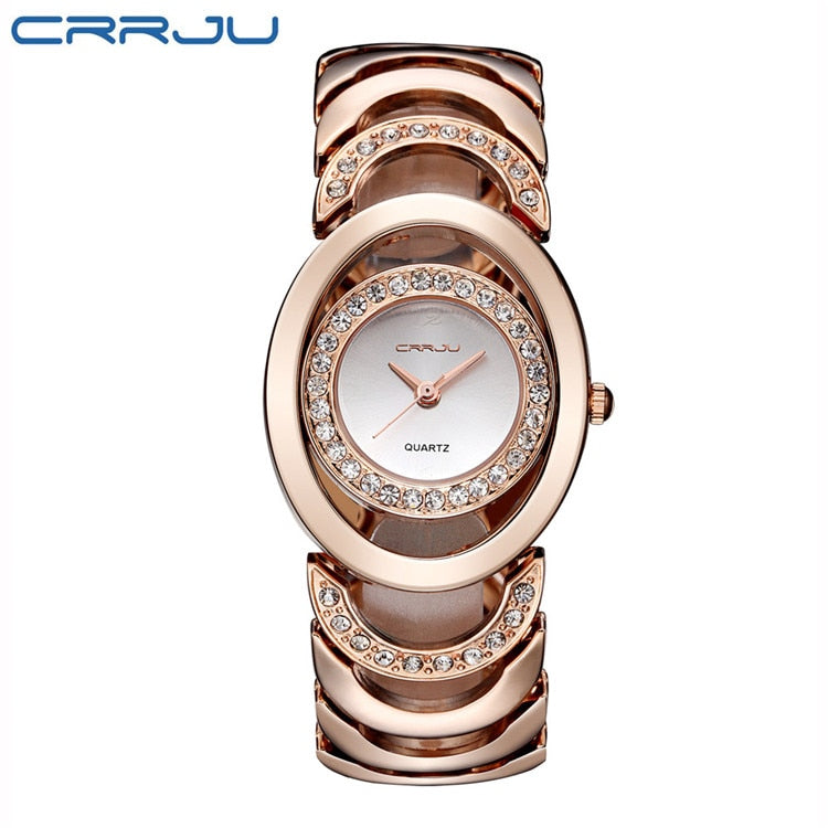 Gold Watch Women Luxury Brand bracelet Ladies Quartz-Watch Gifts For Girl Full Stainless Steel Rhinestone wristwatches whatch Rose gold