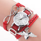 Duoya Brand Watches For Women Luxury Silver Heart Pendant Leather Belt Quartz Clock Ladies Wrist Watch Bracelet Zegarek Damski
