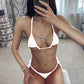 Halter String Tied Micro Brazilian High Cut Bikini White