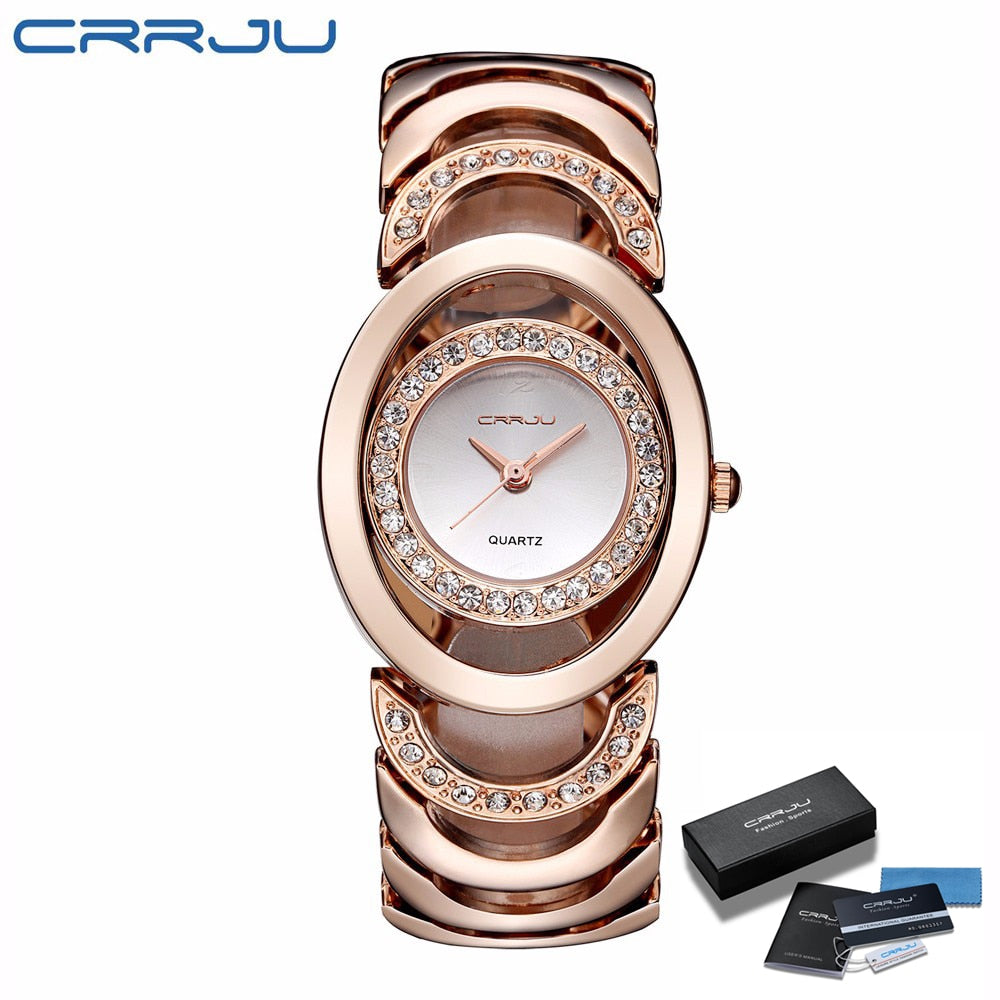 Gold Watch Women Luxury Brand bracelet Ladies Quartz-Watch Gifts For Girl Full Stainless Steel Rhinestone wristwatches whatch Rose gold BOX