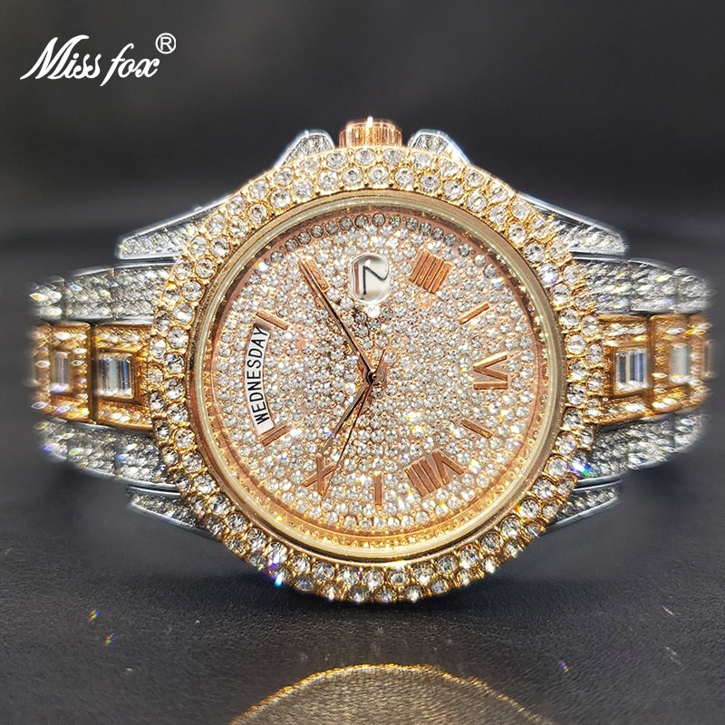 Relogio Masculino Luxury Iced Out Diamond Multifunction Watch V320R-RGS