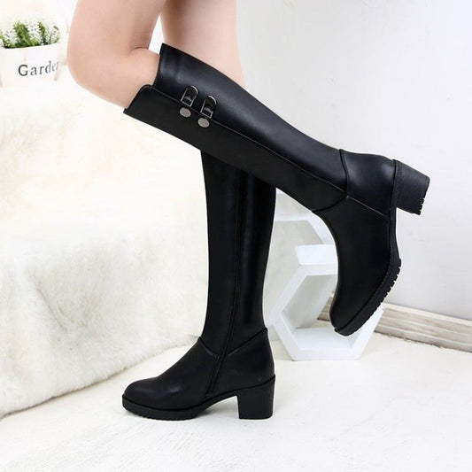High Heeled Horse Riding Knee Length Boots