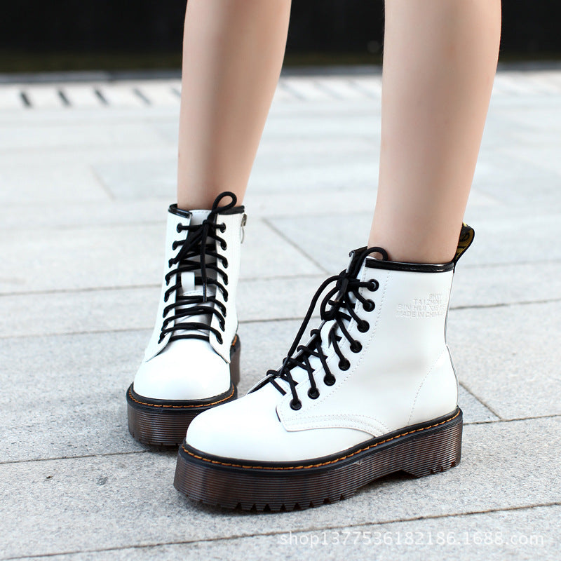High Quality Patent Leather Thick Soled Punk Rock Boots