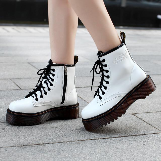 High Quality Patent Leather Thick Soled Punk Rock Boots