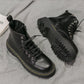 High Quality Patent Leather Thick Soled Punk Rock Boots Black 61126 37