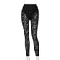 High Waist Lace See Through Zip Up Pants black without words