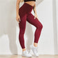 High Waist Tummy Wrapped Fitness Stretch Tight Leggings Wine