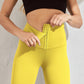 High Waist Tummy Wrapped Fitness Stretch Tight Leggings Yellow