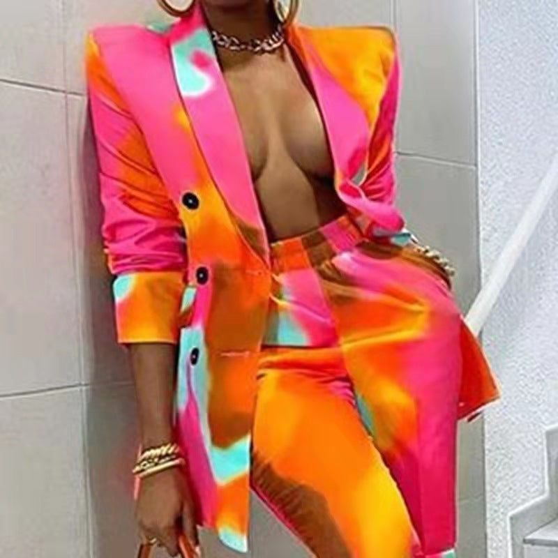Hot City Style Color Printed Outfit Pink M