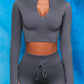 Hot Lulu Yoga Quick Drying High End Long Sleeve Two Piece Activewear Grey
