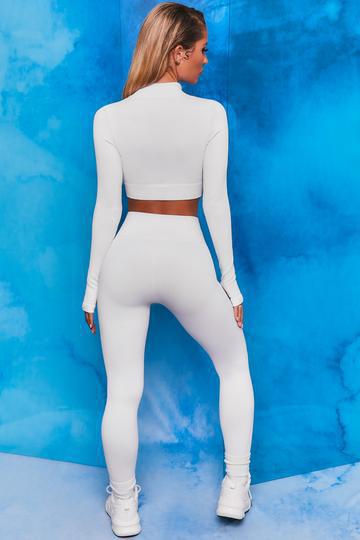 Hot Lulu Yoga Quick Drying High End Long Sleeve Two Piece Activewear White