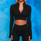 Hot Lulu Yoga Quick Drying High End Long Sleeve Two Piece Activewear Black