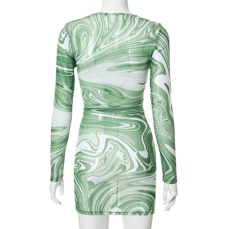green see through dress Green Long Sleeve Brazilian Sexy See Through Dress