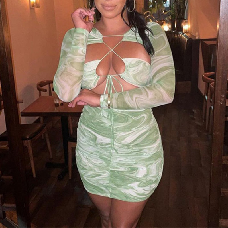 Green Long Sleeve Brazilian Sexy See Through Dress Green Long Sleeve Brazilian Sexy See Through Dress